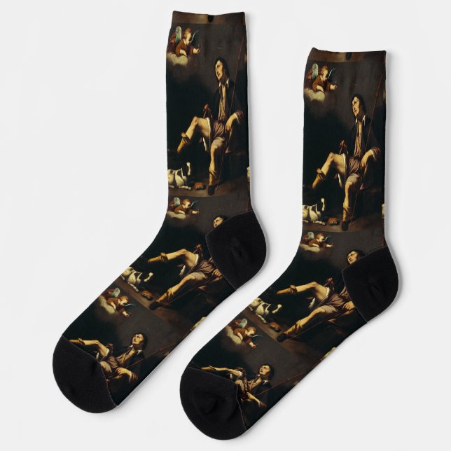 Saint Roch and the Angel Baroque Art Masterpiece Socks (Left)