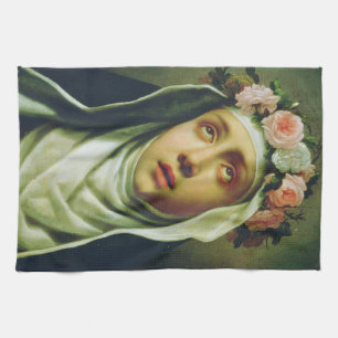 Saint Rose of Lima by Francesco de Mura Tea Towel
