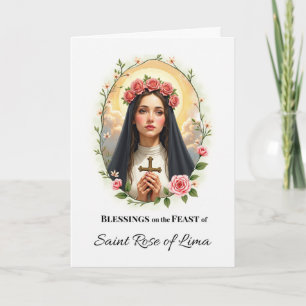 Saint Rose of Lima Feast Day Blessings Watercolor Card
