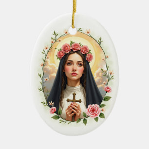 Saint Rose of Lima God’s Peace with Roses Ceramic Tree Decoration