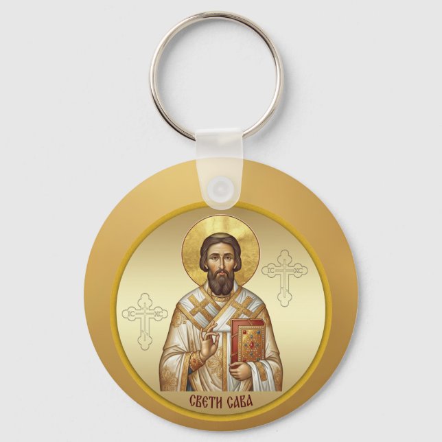 Saint Sava Orthodox icon T-Shirt Key Ring (Front)