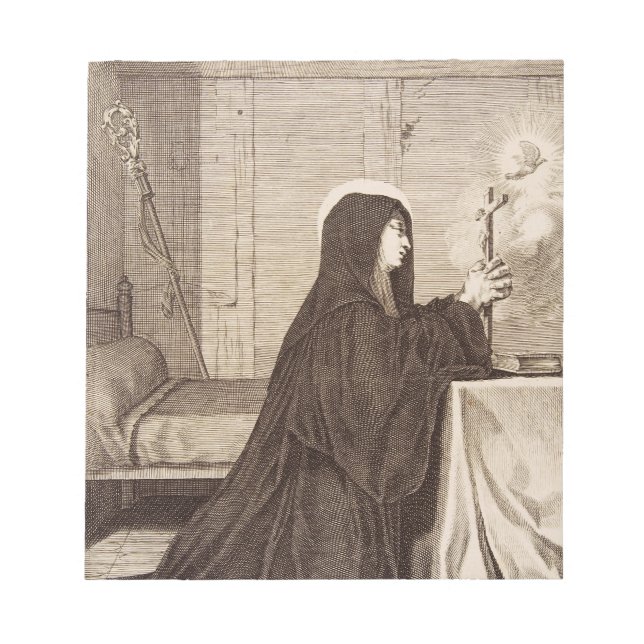 Saint Scholastica Patroness of school Notepad (Front)