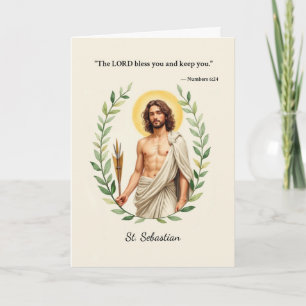 Saint Sebastian God's Peace and Blessings Scriptur Card