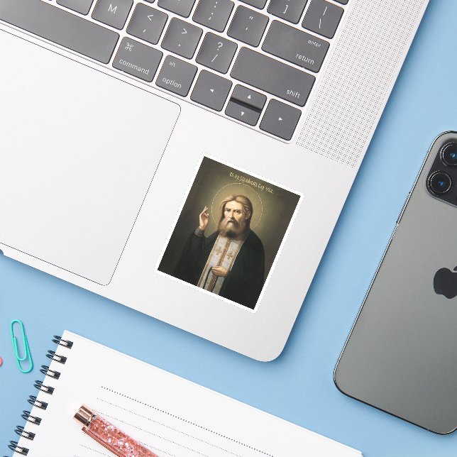 Saint Seraphim of Sarov (Laptop w/ iPhone)