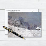 Saint-Simeon Farm in Winter Claude Monet Postcard<br><div class="desc">A fine art postcard with the impressionist painting,  The Road in Front of Saint-Simeon Farm in Winter (1867),  by Claude Monet (1840-1926). A landscape of a snow-covered road by a country farmhouse.</div>