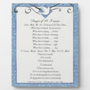 Saint St.Francis of Assisi Simple Prayer For Peace Plaque