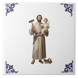 Saint St Joseph & Chiltd Jesus Religious Tile