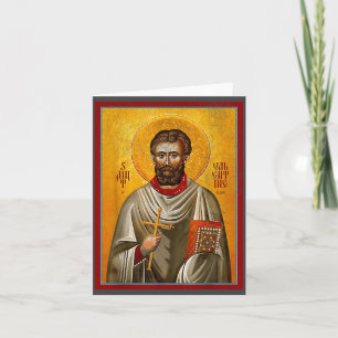 Saint St Valentine Eastern Orthodox Byzantine Art  Card