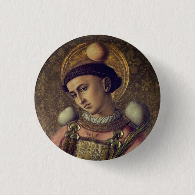 Saint Stephen (by Carlo Crivelli, 1476) 3 Cm Round Badge (Front)