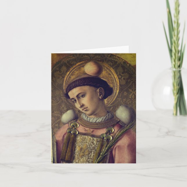 Saint Stephen (by Carlo Crivelli, 1476) Note Card (Front)