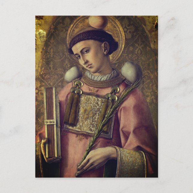 Saint Stephen (by Carlo Crivelli, 1476) Postcard (Front)