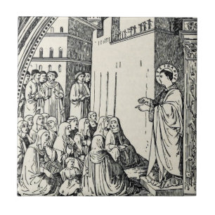 Saint Stephen Preaching by Fra Angelico Tile