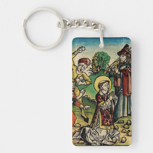 Saint Stephen the Protomartyr Fine Art Iconography Key Ring (Front)