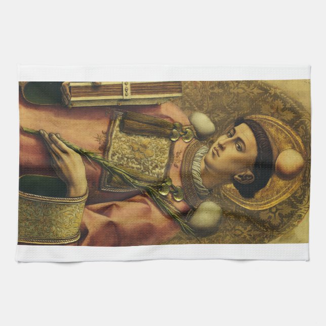 Saint Stephen the Protomartyr Fine Art Iconography Tea Towel (Horizontal)