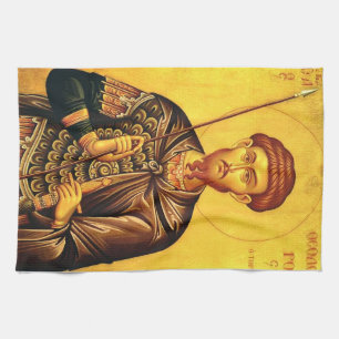 Saint Theodore Tiron orthodox icon Tea Towel