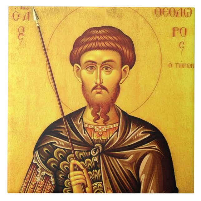 Saint Theodore Tiron orthodox icon Tile (Front)