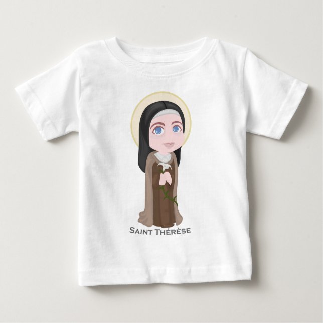 Saint Therese of Lisieux Cute Catholic Baby T-Shirt (Front)