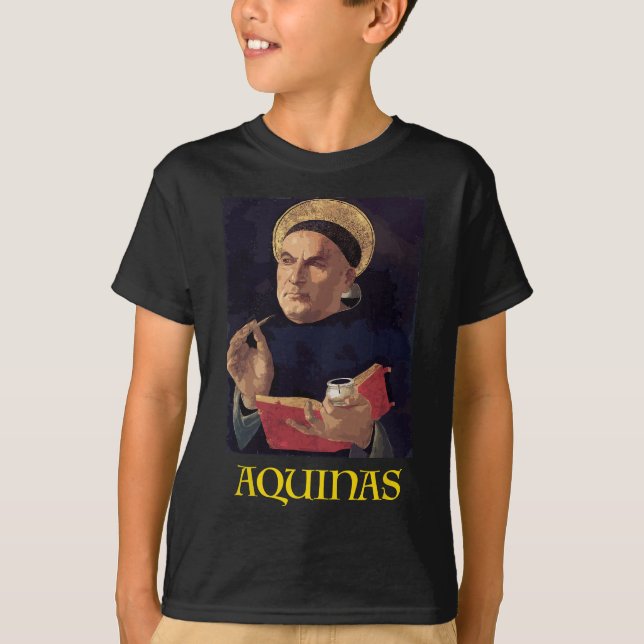 Saint Thomas Aquinas Painting Catholic T-Shirt (Front)