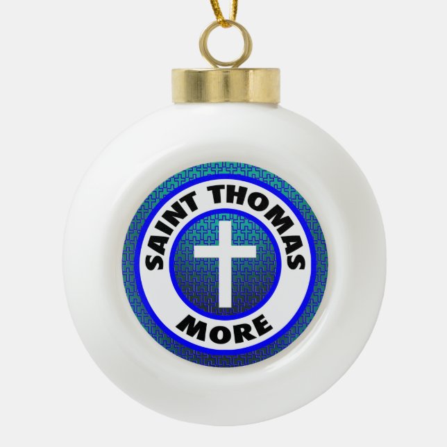 Saint Thomas More Ceramic Ball Christmas Ornament (Front)