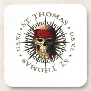 Saint Thomas USVI Pirate Skull Coaster