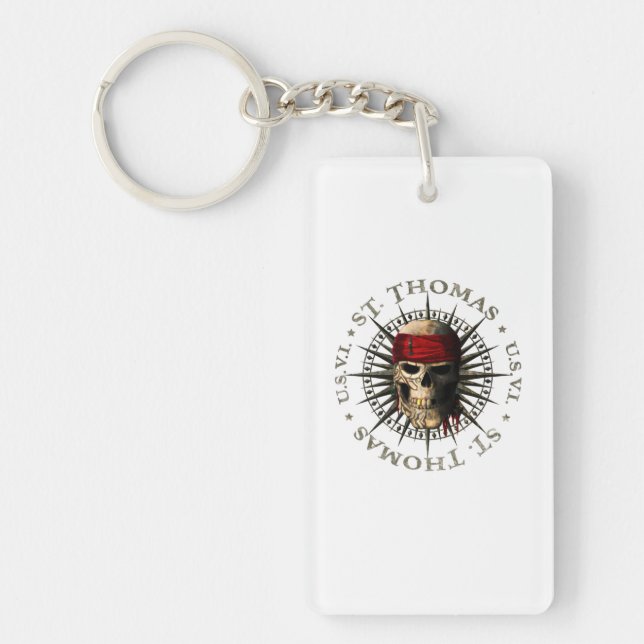 Saint Thomas USVI Pirate Skull Key Ring (Front)