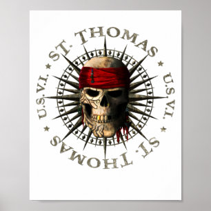 Saint Thomas USVI Pirate Skull Poster