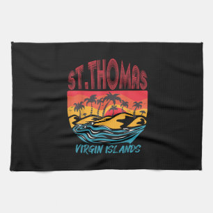 Saint Thomas Virgin Islands Surfing Beach Ocean Va Tea Towel