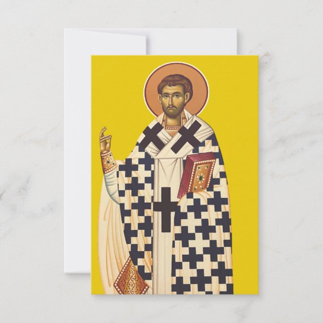Saint Timothy of Ephesus Byzantine Icon Holy Card (Front)