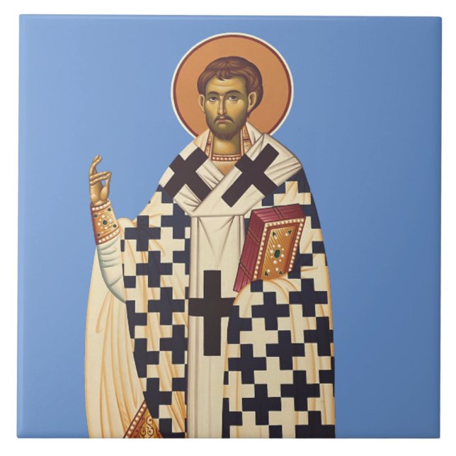 Saint Timothy of Ephesus Traditional Orthodox Art Tile (Front)