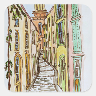 Saint-Tropez Buildings French Riviera, France Square Sticker