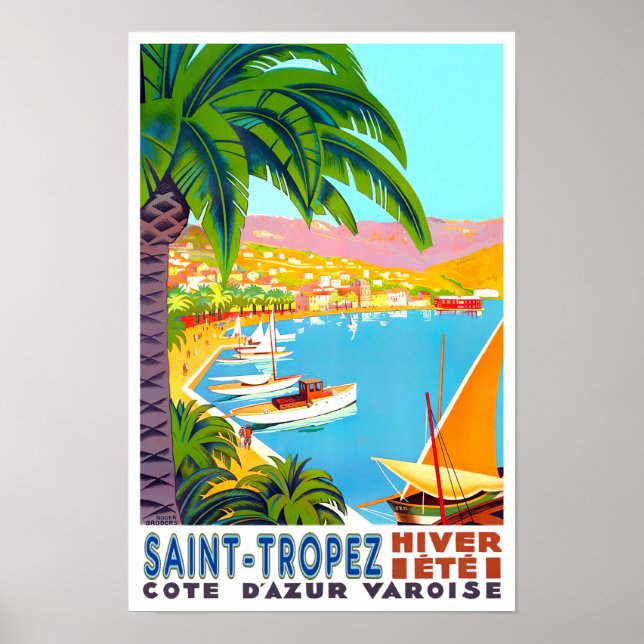 Saint Tropez France vintage travel Poster (Front)