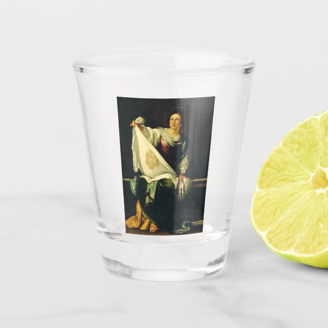 Saint Veronica Art The Miracle of the Holy Face Shot Glass (Front)