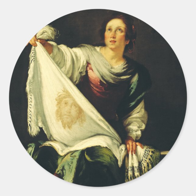 Saint Veronica by Bernardo Strozzi Classic Round Sticker (Front)