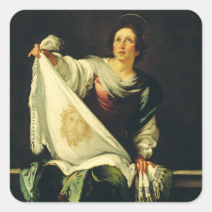 Saint Veronica by Bernardo Strozzi Square Sticker