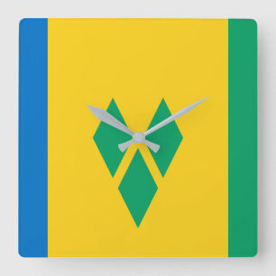 Saint Vincent and Grenadines National World Flag Square Wall Clock