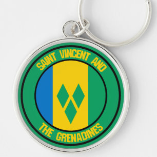 Saint Vincent and the Grenadines Round Emblem Key Ring