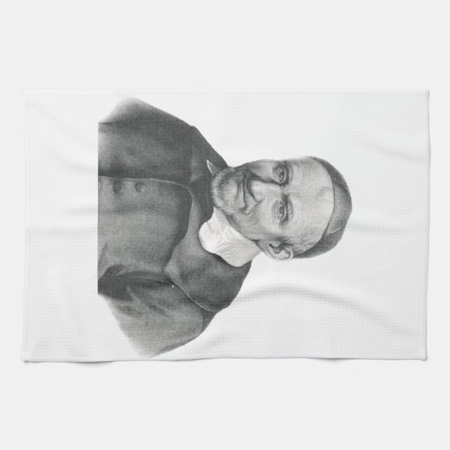 Saint Vincent de Paul Gentle Mercy Art Tea Towel (Horizontal)