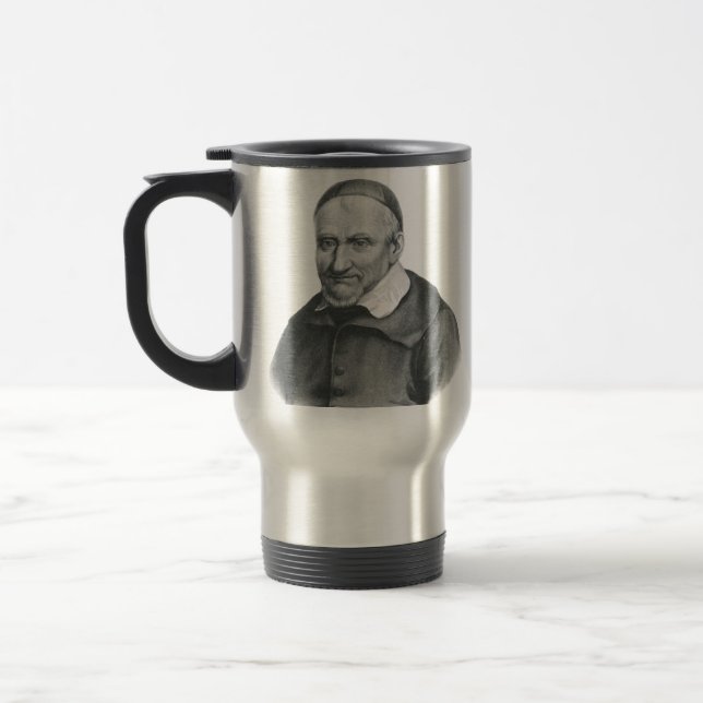 Saint Vincent de Paul Gentle Mercy Art Travel Mug (Left)