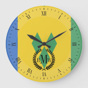Saint Vincent Flag Large Clock