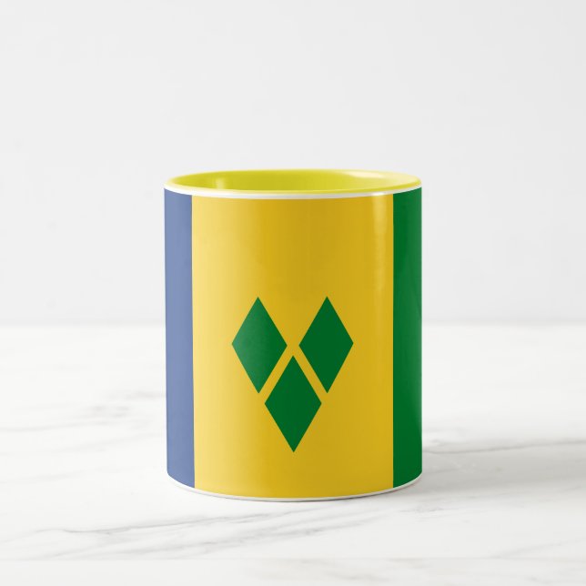 Saint Vincent Flag Two-Tone Coffee Mug (Center)