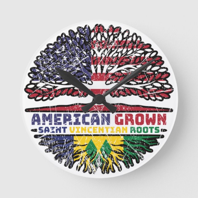 Saint Vincent Grenadines Saint Vincentian USA Round Clock (Front)