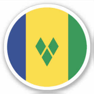 Saint Vincent & the Grenadines Flag Round Sticker