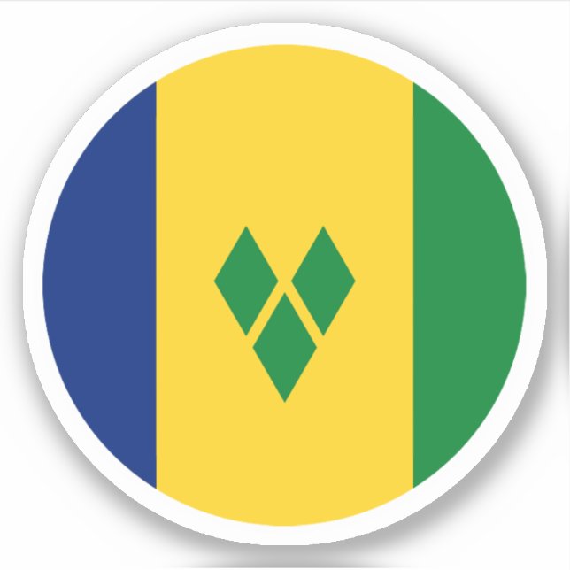 Saint Vincent & the Grenadines Flag Round Sticker (Front)
