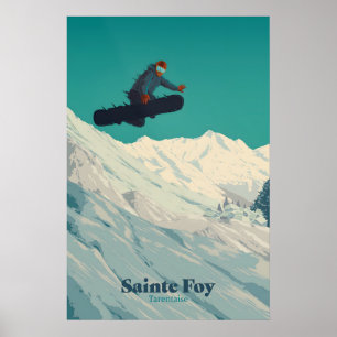 Sainte Foy Tarentaise Snowboarding Travel Poster