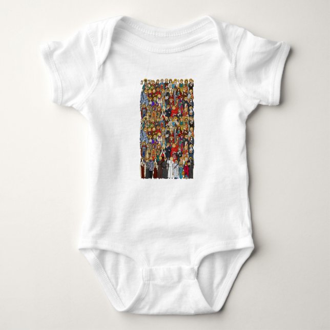 Saints, All saints, Catholic Saints Baby Bodysuit (Front)