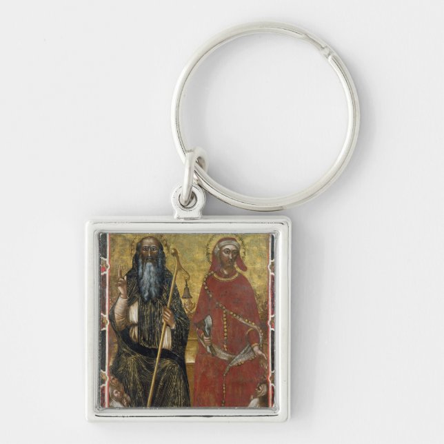 Saints Anthony Abbot and Eligius - Painted process Key Ring (Front)