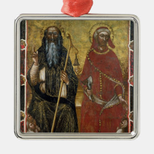 Saints Anthony Abbot and Eligius - Painted process Metal Tree Decoration