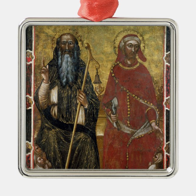 Saints Anthony Abbot and Eligius - Painted process Metal Tree Decoration (Front)