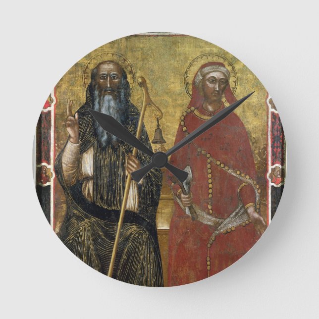 Saints Anthony Abbot and Eligius - Painted process Round Clock (Front)