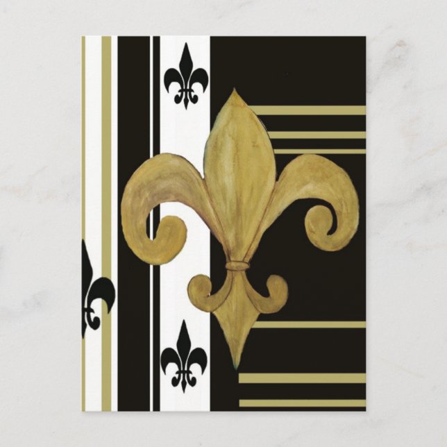 Saints Black and Gold Fleur de lis Postcard (Front)